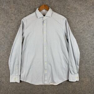 Hackett London Shirt Mens Large Blue Mini Lines Button Up Slim Fit Cotton Preppy